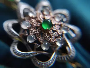 翡翠 高檔帝王綠 放光玻璃種 飄花 珠寶鑲工 花開富貴925 墜子 項鍊