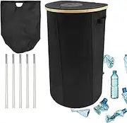 Kitchen Recycling Bin, 26-Gallon Large Capacity Bottle Trash Can with Lid, Foldable Jar Indoor Recycling Bin, Removable and Reusable Inner Bag, Oxford Cloth Versatile Use for Homes Schools Officez