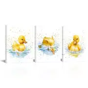 Derkymo Yellow Duck Canvas Wall Art Abstract Animal Picture Baby Duck in the ...