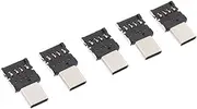 Angoily 5pcs USB Type c Adapter Type Connector Cable Connector Battery Charger USB Adaptor Type-c OTG Adapter USB Charger Type-c USB-c Adapter Key Chain Phone Charger USB c to Micro Black