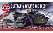Airfix 1/76 Scale LVT4 Buffalo & Willys MB Jeep WWII Plastic Model Kit 2302 NEW