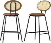 [Artiss] Bar Stools, PU Leather Stool Set of 2 Kitchen Counter Barstools Dining Chair Chairs with Solid Steel Frame, in 66cm Seat Height Floor for Home Dining Room Cafe Outdoor Indoor Brown