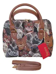 Tapestry Multi Cat design Expandable Convertable Hand or Shoulder Bag -Signare