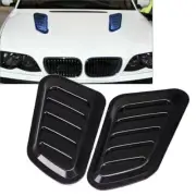 2x Universal Decorative Air Flow Intake Hood Scoop Vent Bonnet Cover Black
