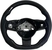 Customizeds Auto Car Parts+ Glossy Carbon Fiber Steering Wheel Compatible For Jaguar F Type With Perforated Leather