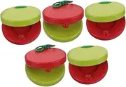 ULDIGI 5pcs Wooden Finger Castanets with Vibrant Patterns Round Wooden Percussion Instrument for Engaging Music Learning Tool Ergonomic Design for Hands
