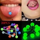 20PCS/Set Luminous Ball Flexible Barbell Stud Tongue Ring Bars Body Piercing SFR