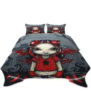 Gothling Punk Red Black Goth Fairy in a Cemetery Coverlet
