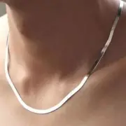 18K White Gold Filled TARNISH-FREE 16 inch 2 mm Thin Herringbone Chain Necklace