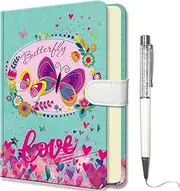 Journal for Girls with Pen, 7.5x5.3" Hardcover Small Notebook 192 Lined Pages (96 Sheets) for Writing Note Taking Diary Pen Set for Kids Teenage Women Girls Gifts (Butterfly)