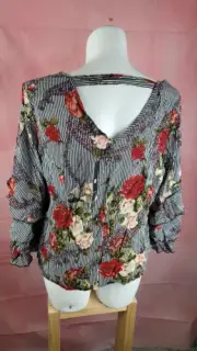 NWT Unique Spectrum~ Plus 3X Floral Peasant Top Blouse Boho Tunic Top Rayon