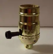 BRASS PLATED ON/OFF TURN KNOB LAMP SOCKET E26 LAMP PART NEW 48345JB
