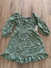 Chenault Floral Dress Sz 16 Green Smocked Cowgirl Cottagecore Prairie Peasant