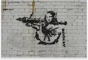 Banksy Canvas Wall Art - Mona Lisa with Rocket Launcher Graffiti Wall Art - Street Art Prints - Modern Pop Art Paintings Canvas Prints Posters for Living gaming Room Decor Unframed 12x18in/30x45cm