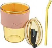 FIXOSHEE Glass Sippy Cup Straw Tea Cup Set Milk Tea Bottle for Family Daily Use