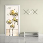 Door Stickers Self-Adhesive Jewelry Flower Art Door Sticker Home Decoration Wall Sticker Mural Porch Poster(95x215cm)