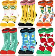 [Zoooyawn] 6 Pairs Back to School Socks Funny Crazy Silly Socks First Day of School Party Favors Gifts