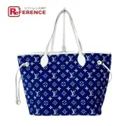 Louis Vuitton M46620 Neverfull Mm Monogram Jacquard Velvet Shoulder Bag Blue Wom