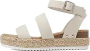 [Soda] BRYCE-2 Kids/Children/Girls Open Toe Two Bands Espadrille Jute Platform Wedge Casual Fashion Flatform Sandals with Buckle Ankle Strap