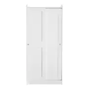 White Wardrobe Cupboard Garment Clothes 2 Sliding Door Storage Cabinet Tall Corner Organiser Bedroom Furniture Armoires Freestanding Shelves Unit