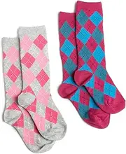 [Jefferies Socks] Little Girls' Argyle Knee High (Pack of 2)