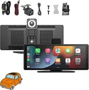 Flexs-creen Pro Carplay 2025 Model, 10.26" Hd Portable Carplay & Android Auto Screen, Wireless Screen with 4k Dash Cam, Hd IPS Screen,Bluetooth,GPS Navigation, Aux/Fm (1pcs,No Card)