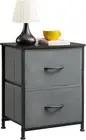 Somdot Nightstand with 2 Drawers, Bedside Table Small Dresser Charcoal Grey