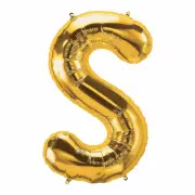 S Shaped Gold Mylar Balloon 34In, Party Decor, 1 Piece