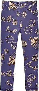 [Joisal] Red Hot Chili Pattern Legging for Girls, Ideal for Leggings for Teen Girls, Kids Pants Girls, Girls Leggings 4t, Happy Hanukkah Blue, 7-8 Years