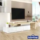 TV Cabinet Entertainment Unit Stand High Gloss Furniture Wood Storage Oak/White