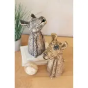 SET OF TWO CLAY SINGING DOGS
