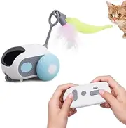 Cat Toys for Indoor Cats, Interactive Smart Cat Exercise Toys with Remote Control, Two-Speed Adjustment, Automatic Obstacle Avoidance, USB Rechargeable (Blue)