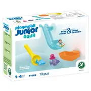 10pc Playmobil Junior Aqua Water Slide-Sea Animal Kids Bathtime Toys 1y+