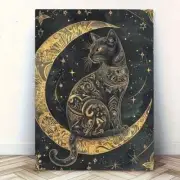 Featuring a Luxurious Black And Golden Cat Wall Art Canvas Unframed/Framed