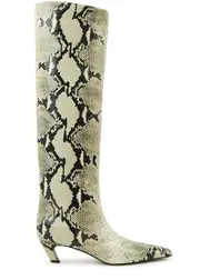Khaite Davis 50 Python-effect Leather Knee-high Boots - Black White Grey - 4 4