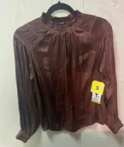Hilary Radley Women"s Raglan Long Sleeve Blouse, Chocolate Brown Size: S