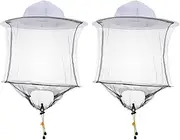 2pcs Beekeeping Hat Anti Inset Hat Net Hat for Beekeeper Sun Fishing Cap Beekeeper Veil Hat Bee Beekeeper Hat Face Netting Mosquito Net Hat Mesh Grid White Iron Wire Textile