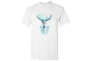 Blue Snow Deer Reindeer Moose Forrest Art White Men T Shirt Tee Top