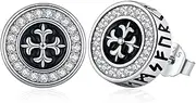 [Amavive] 14K Gold Viking Hoop Earrings for Women 18mm 925 Sterling Silver Huggie Rune Celtic Hoop Earring Cubic Zirconia Viking Jewelry Gifts