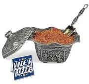 Decorative Candy Bowl with Lid, Square Turkish Delight Container, Silver