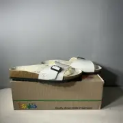 BIRKENSTOCK Birki’s Birko Flor Women’s Sz L 7 M 5 /EUR 38 CATALINA White NEW