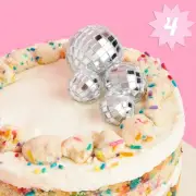 xo, Fetti Disco Ball Cake Topper - 4 Pieces | Birthday Supplies, Bday Cake Decor