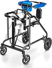 Upright Rollator Mobility Walker Walking Frame Lightweight Standard Walker With Wheels Rollator Walker W/Armrests Brakes
