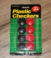 VNTG Crown Checkers 24 Plastic Pieces Made in Hong Kong Replacement -NEW