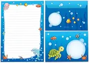 Writing Paper Set Letter Pad with Envelope for Girls Boys Kids Dolphin Animals Letter Paper Pad Lined (A5 Pad with 25 Sheets + 15 Envelopes)
