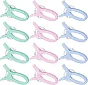 Yousoontic 12 Pcs Sew Jumbo Quilting Clamps Beach Towel Clips Blanket Clothes Pin Plastic Quilt Clamps Extra Large Clips for Sewing Crafting Fabric Clothes Cruise Vacation, 3 Colors