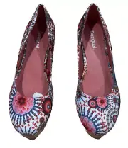 Desigual 41 9.5 Floral Wedge Heels Shoes