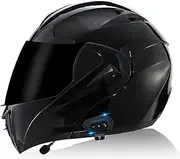 Bluetooth Motorcycle Helmet Compact Lightweight Helmet Dual Visor Modular Flip Up Full Face Helmet for Adult ,Street Bike Cruiser Moped Scooter for Men and Women DOT/ECE Approved