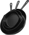 3Pcs Pre-Seasoned Cast Iron Skillet Set 6/8/10In Non-Stick Frying Pans(1 Set of