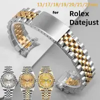 在飛比找Yahoo!奇摩拍賣優惠-不銹鋼彎曲手鍊適用於勞力士 DATEJUST 錶帶豪華錶帶男